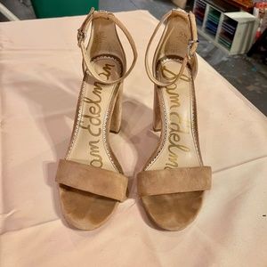 SAM EDELMAN Yaro Block Heel Tan Suede Size 7.5